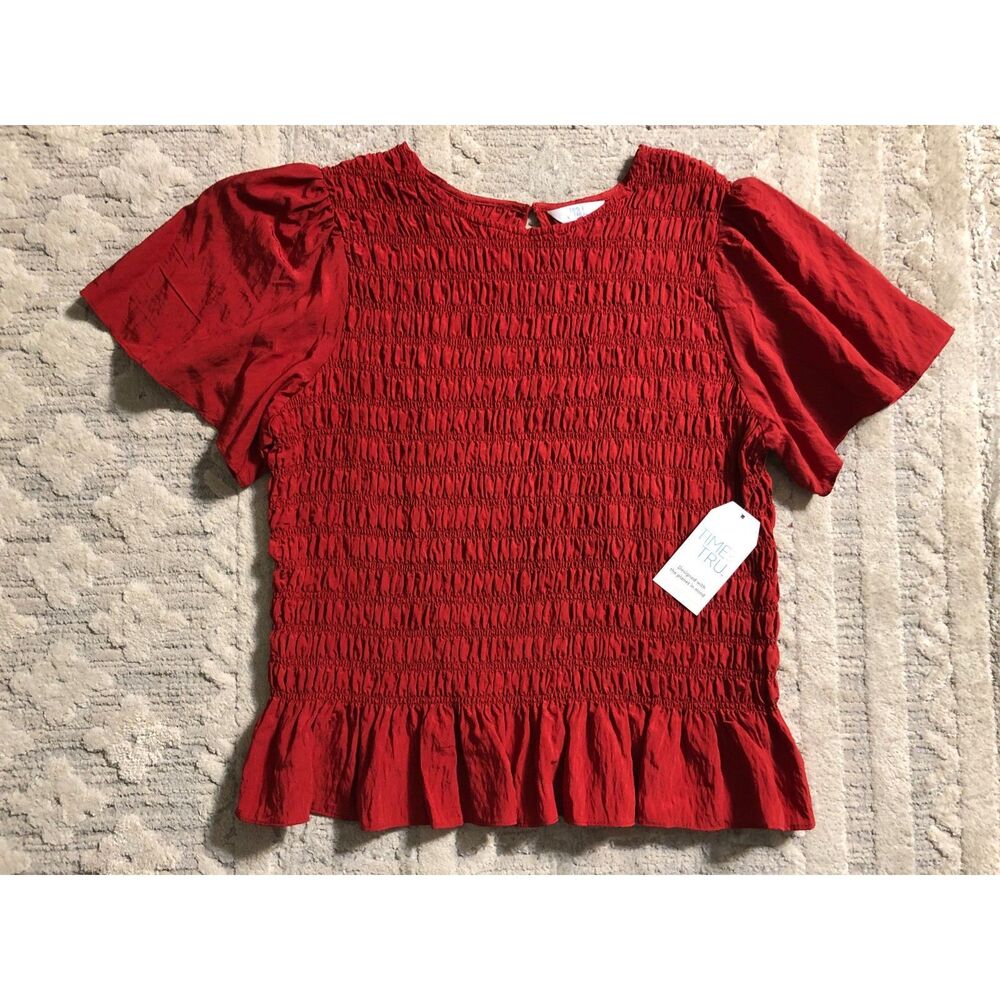 Woman's Rust Red Scrunch Top New Size XXL